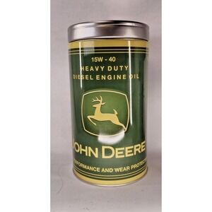 John Deere 1 Qt Oil Can Coin Bank 15W-40 Heavy Duty Diesel Tin Collectible